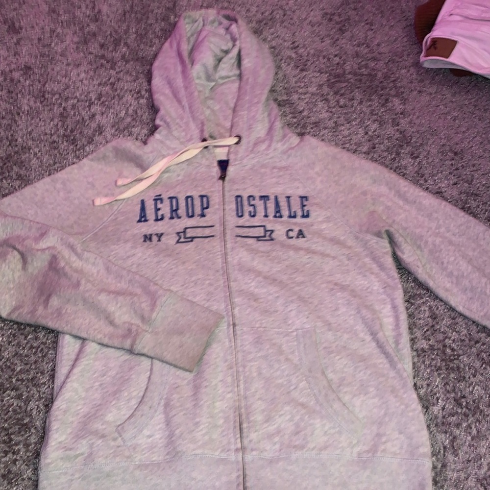 grey aero zip up sweater